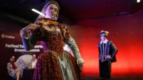 Pokaz tańca towarzyszący konferencji prasowej 26. Festiwalu Tańców Dworskich Cracovia Danza. Fot. PAP/Łukasz Gągulski